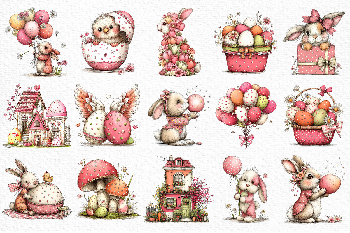 Whimsical Easter Clipart Png, an Illustration by Craft Nest (Photo 6 of 11)