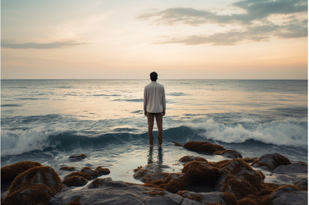 Sturdy Man standing on shore, a Sports & Recreation Photo by Ylivdesign