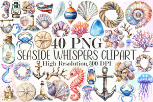 Watercolor Seaside Whispers Clipart, an Illustration by Sublimation Artist