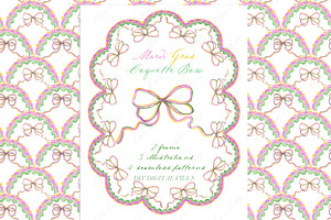 Mardi Gras Coquette Bow, a Graphic by LABFcreations
