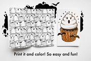 HALLOWEEN CUPCAKES: coloring pages, a Seasonal Illustration by Eereen Studio (Thumbnail 2 of 6)