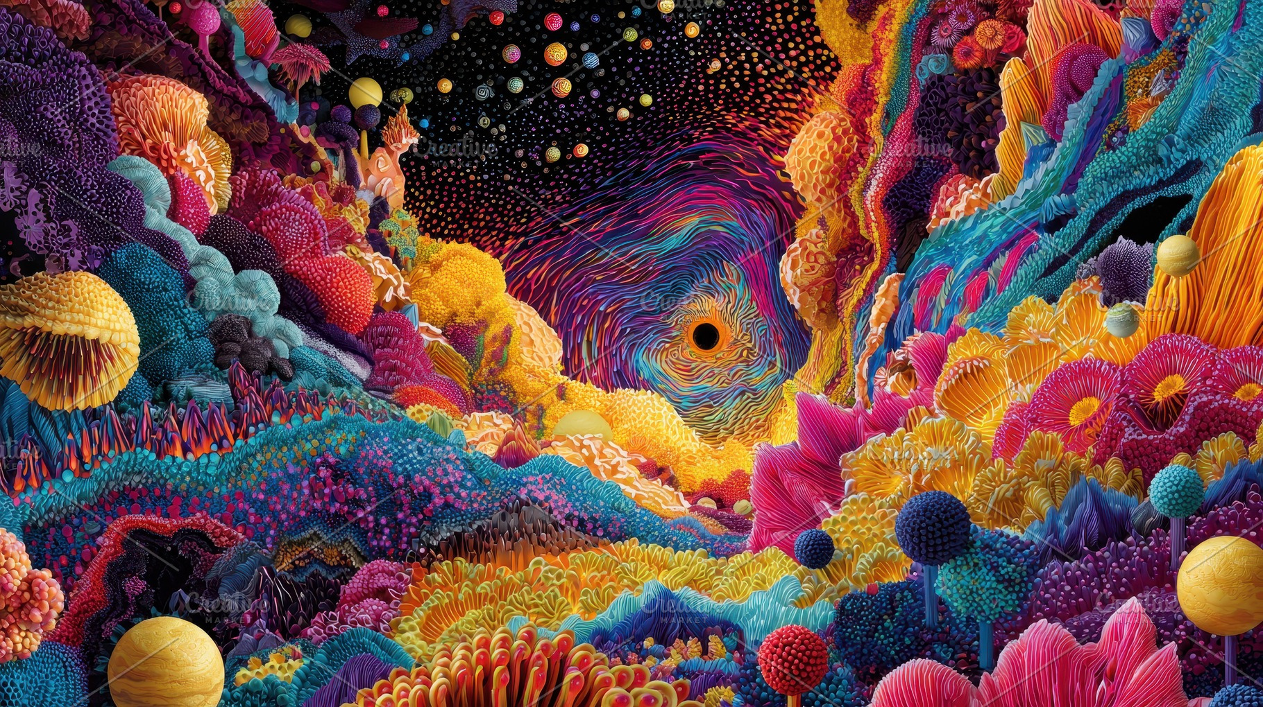 Colorful landscape with swirling, a Photo by Pavel_design