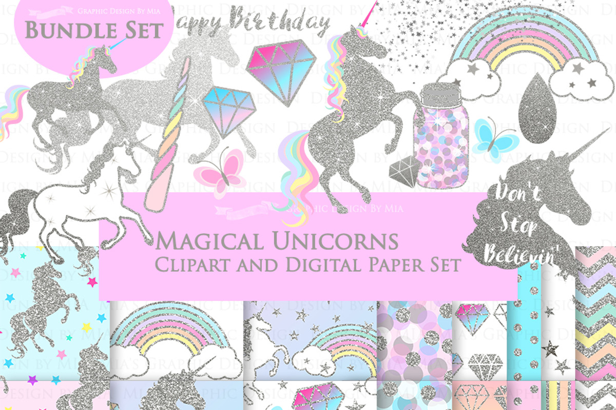 Magical Unicorns, Einhorn, Silver, an Illustration by Mia's Graphic Design (Photo 1 of 10)
