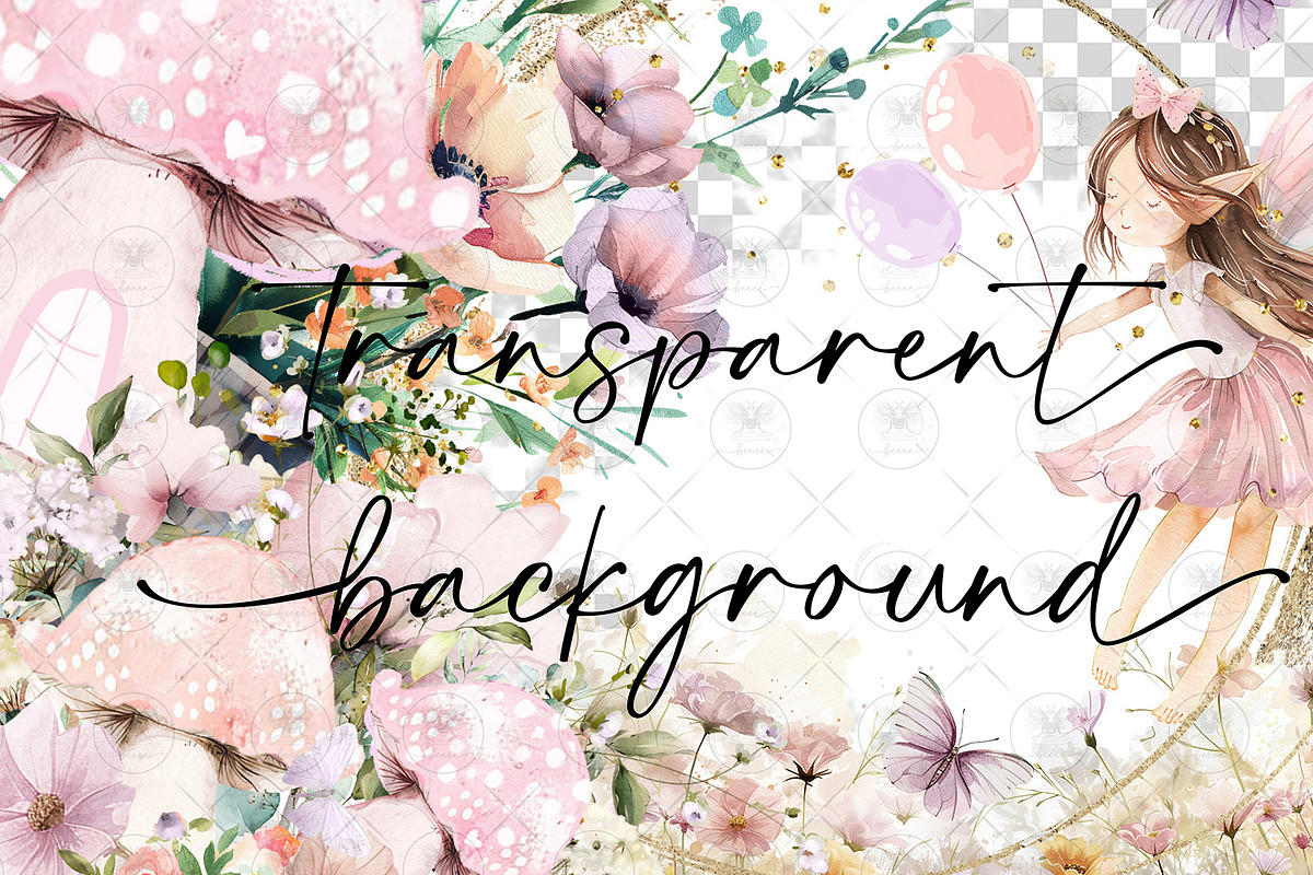 Fairy Garden Watercolor Clipart, an Illustration by BigCakeBee (Photo 2 of 4)