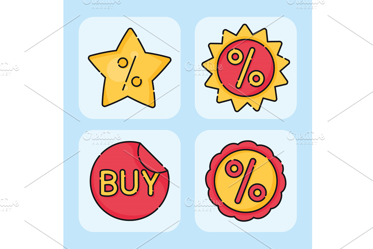 marketing sale four stamps, an Object Illustration by studiogstock