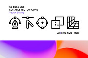50 Vector Editing Icons, an Outline Icon by Side Project (Thumbnail 1 of 7)
