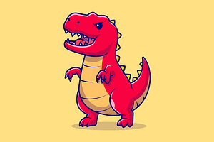Cute Angry Red Dinosaur Cartoon, an Animal Illustration by Catalyst Labs
