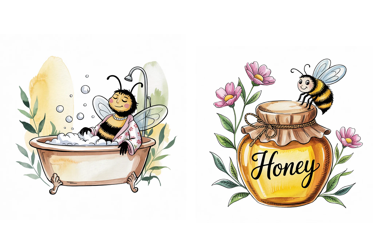 Prompt for watercolor Bee Clipart, a Graphic by Milano Creative (Photo 4 of 4)