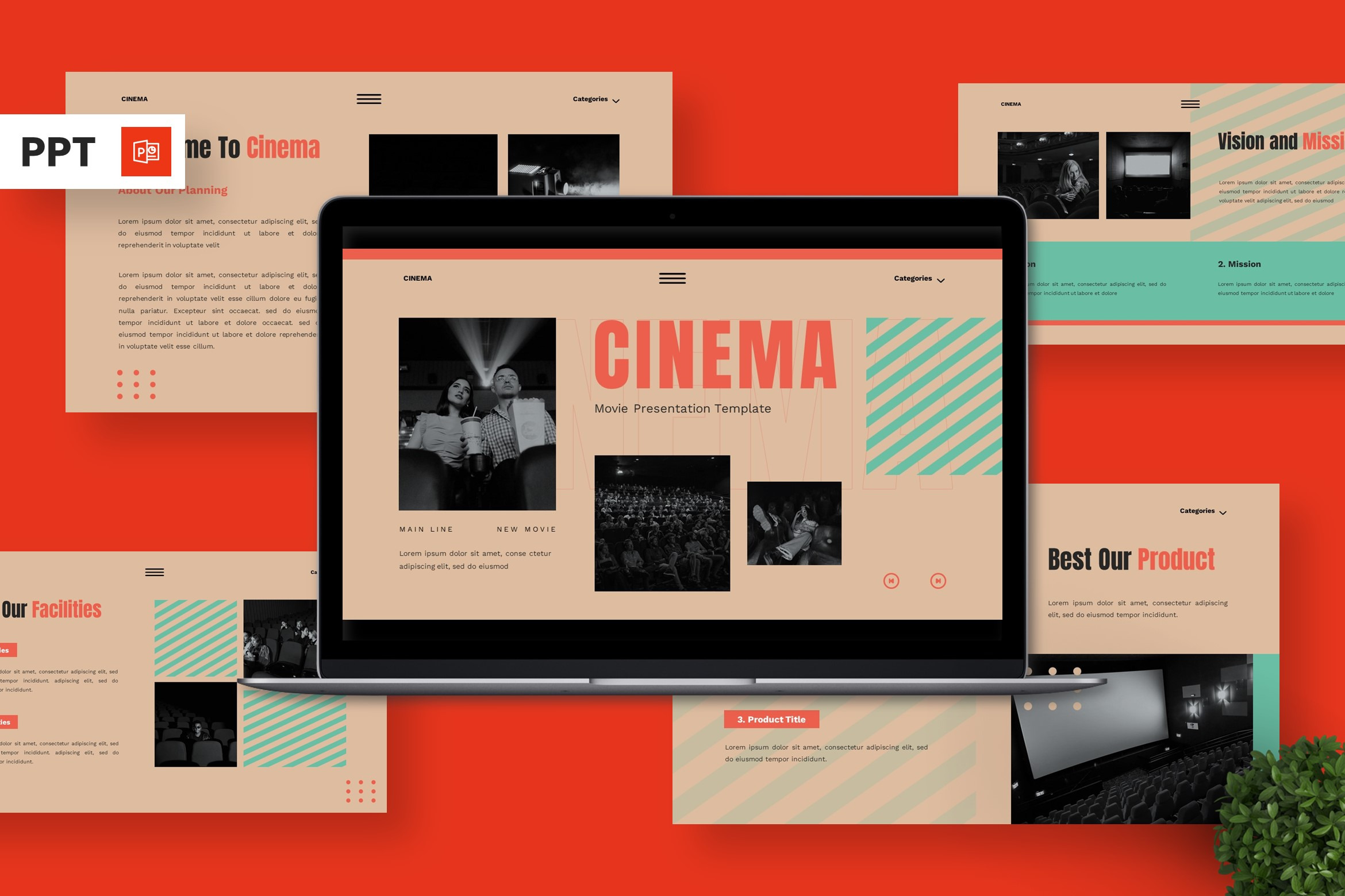 Cinema - Movie Powerpoint, a Presentation Template by Deepslide Studio
