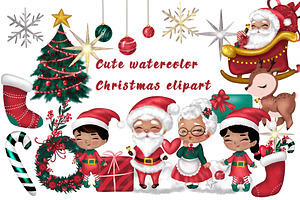 Cute Christmas Clipart Set, an Illustration by HabitusDesigns
