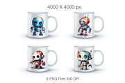 Cute Watercolor Robots. TShirt, an Animal Illustration by KENO Mascots (Thumbnail 5 of 8)