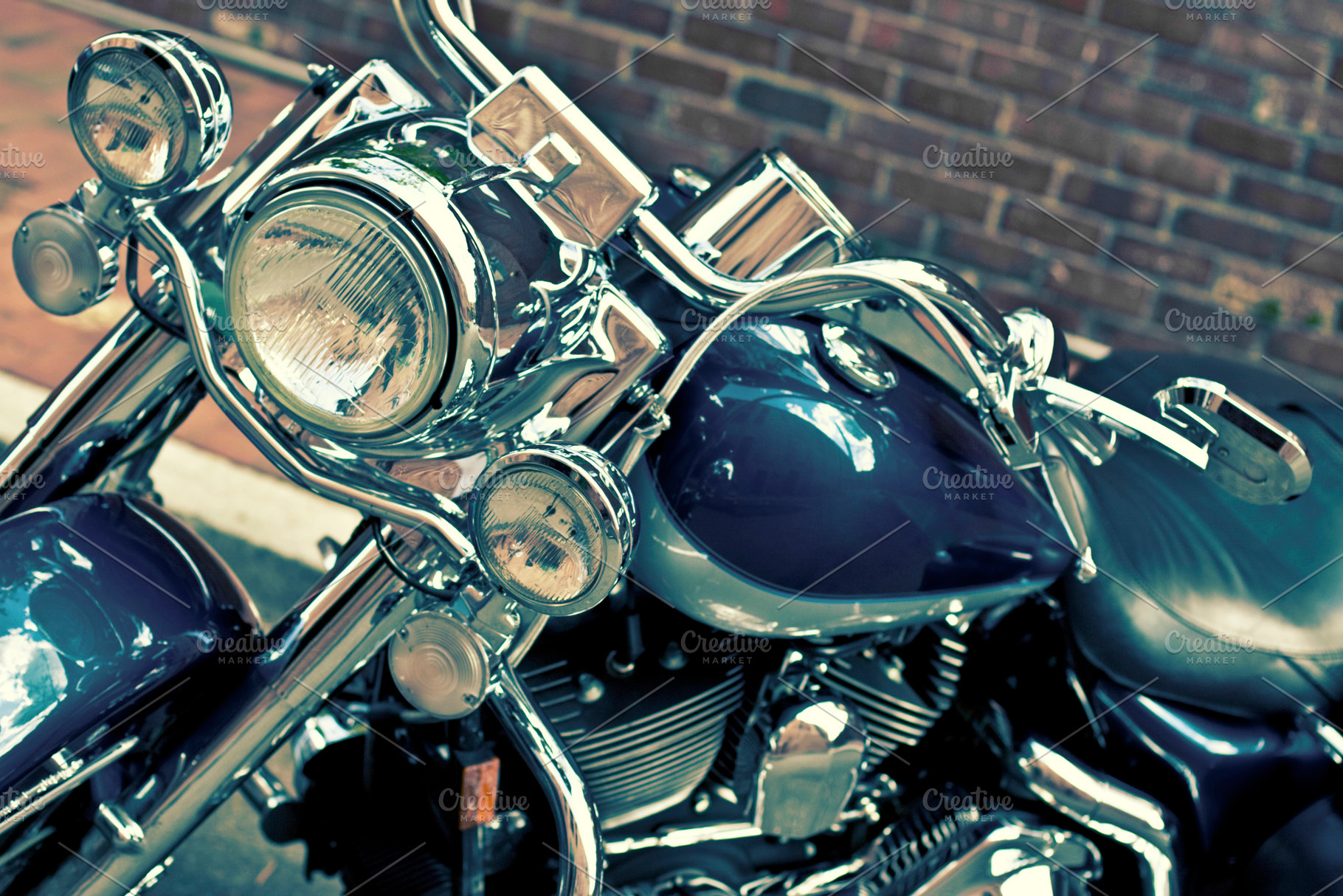 Closeup Of Blue Motorcycle