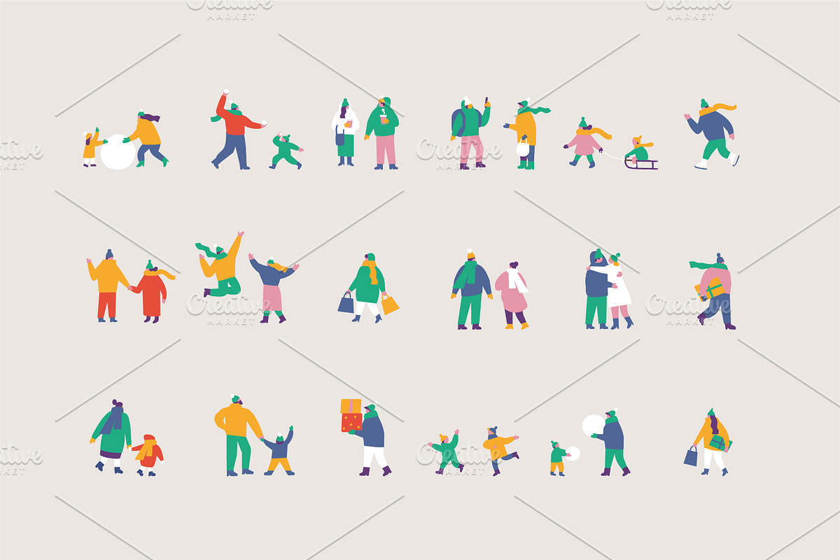 Winter People Flat Vector Set, a Person Illustration by Vector_Art (Photo 12 of 16)