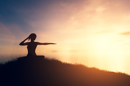 Woman in yoga pose at sunset., a Health & Medical Photo by Photocreo Michal Bednarek