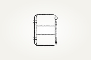 notebook and pen line art icon logo, an Outline Icon by Blazybone
