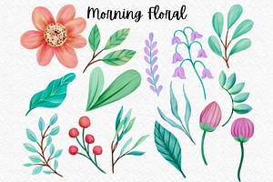 Morning Floral Elements Clipart