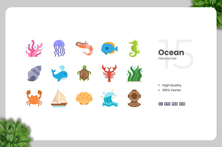 Ocean Flat Icons, an Icon by Upnowgraphic