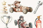 Watercolor Little Racer Clipart, a Person Illustration by SparkyDesignsUS (Thumbnail 7 of 9)