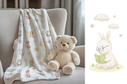 Reading Animals Watercolor Clipart, an Animal Illustration by ElenaPlatovaArt (Thumbnail 11 of 22)