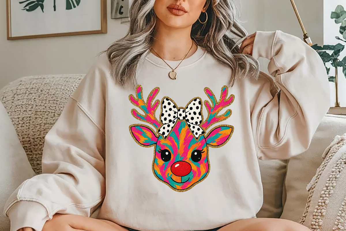 Brushstroke Reindeer Face Sublimatio, a Seasonal Illustration by YA Design (Photo 4 of 4)