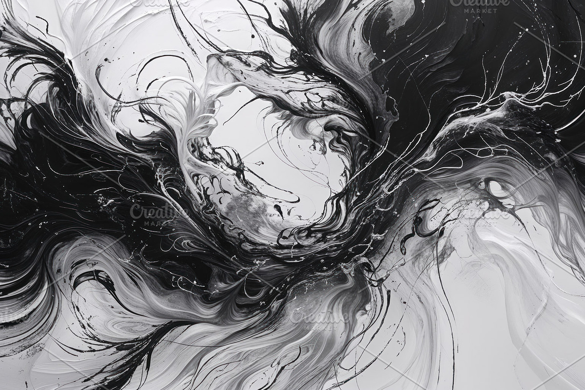 Swirling abstract black and white, an Illustration by wavebreak