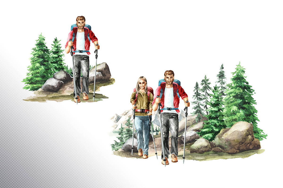 Let's Hiking! Watercolor set, a Person Illustration by Daria Ustiugova (Photo 5 of 13)