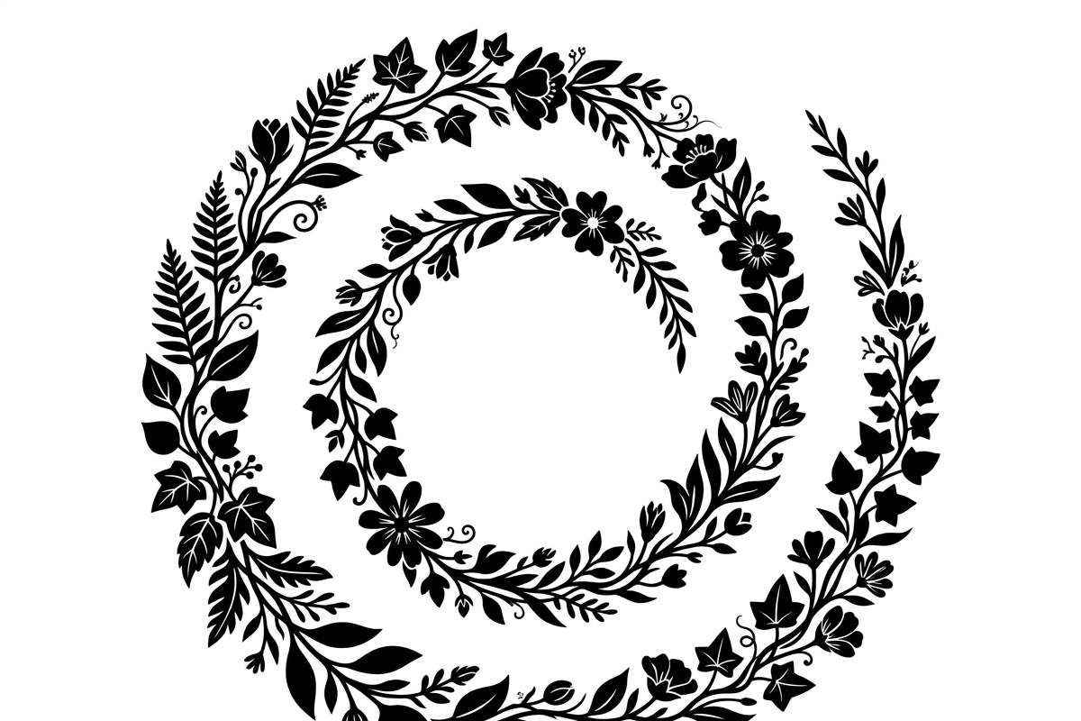 50 Elegant Floral Leaf Spiral Frame, a Decorative Illustration by Amazin_art (Photo 32 of 41)