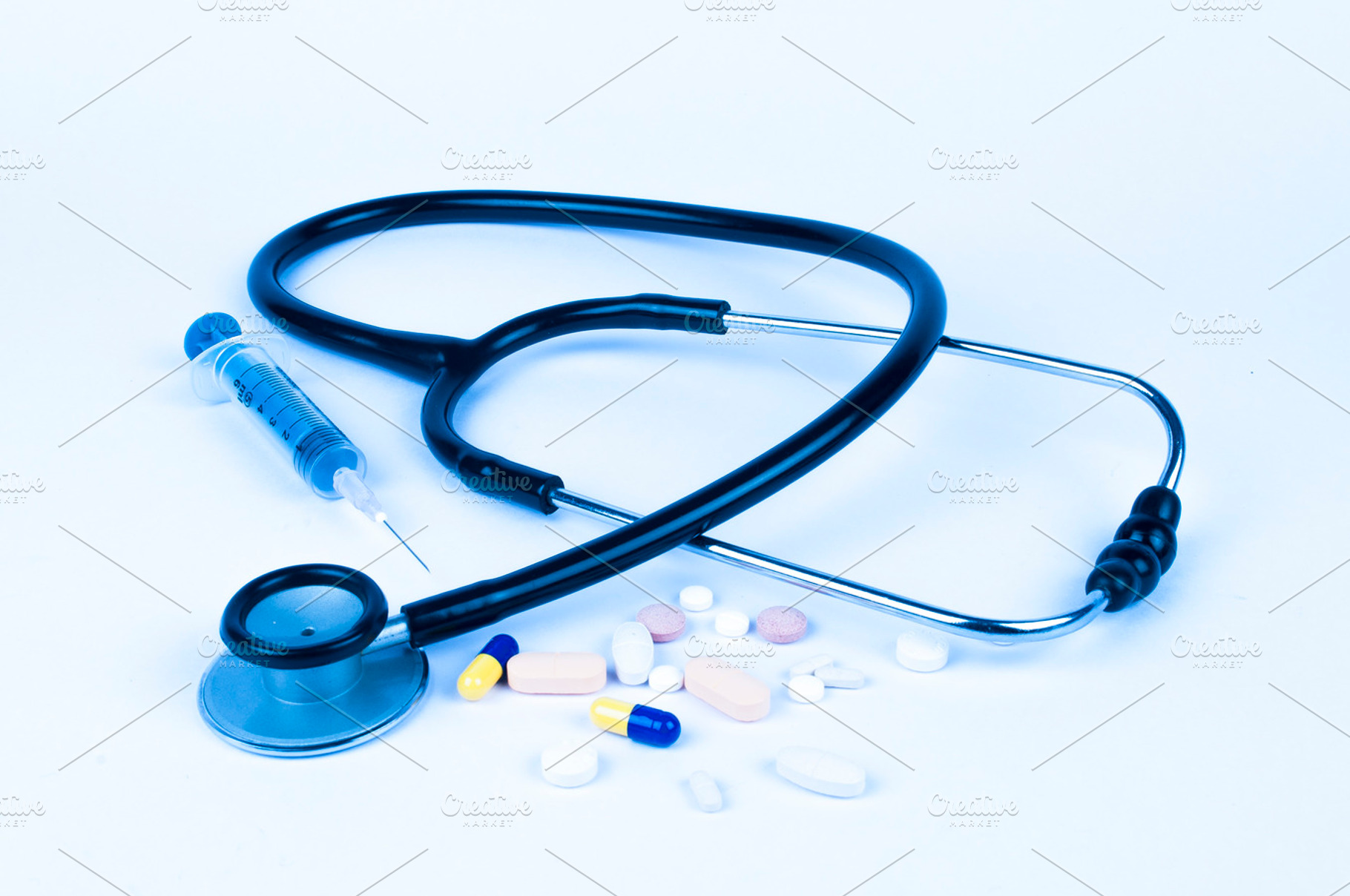 Drugs with syringe and stethoscope, a Health & Medical Photo by Sainath Chillapuram