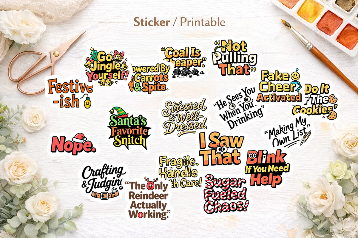 Sarcastic Christmas Quote Clipart, an Illustration by Artnoy (Photo 7 of 8)