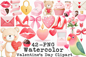Watercolor Valentine's Day 42 PNG, an Illustration by Libby Wishes