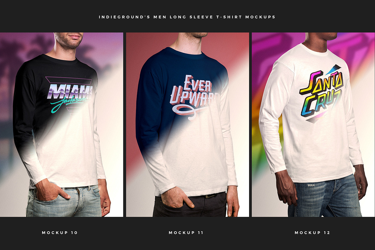 Men Long Sleeve T-Shirt Mockups, a Shirt Mockup by Indieground Design Inc. (Photo 5 of 5)