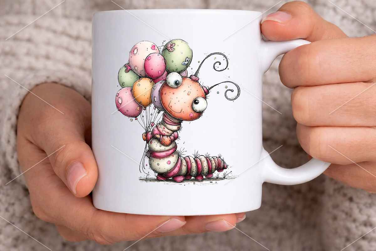 Watercolor Birthday Bugs Clipart PNG, a Seasonal Illustration by Canvas Craft (Photo 5 of 7)