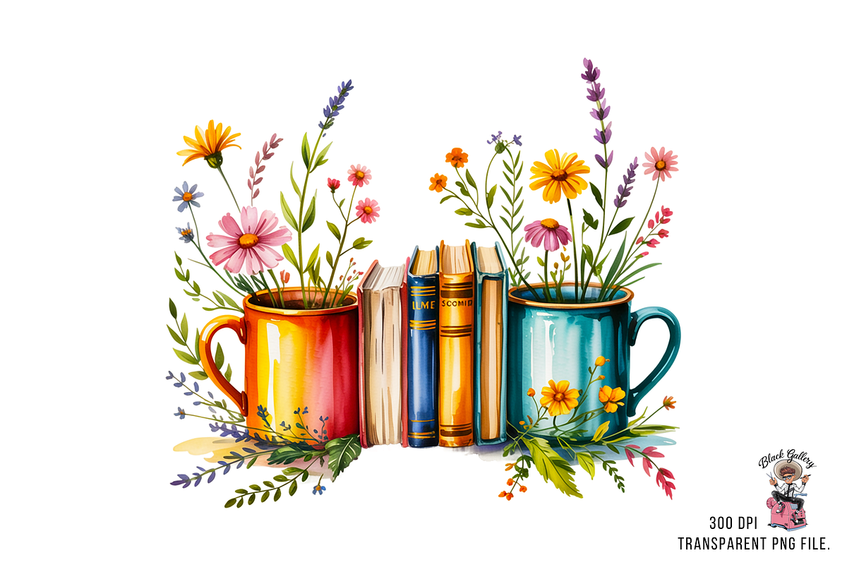 10 Books and Flowers Clipart PNG, an Illustration by Clipart Bloom (Photo 6 of 11)