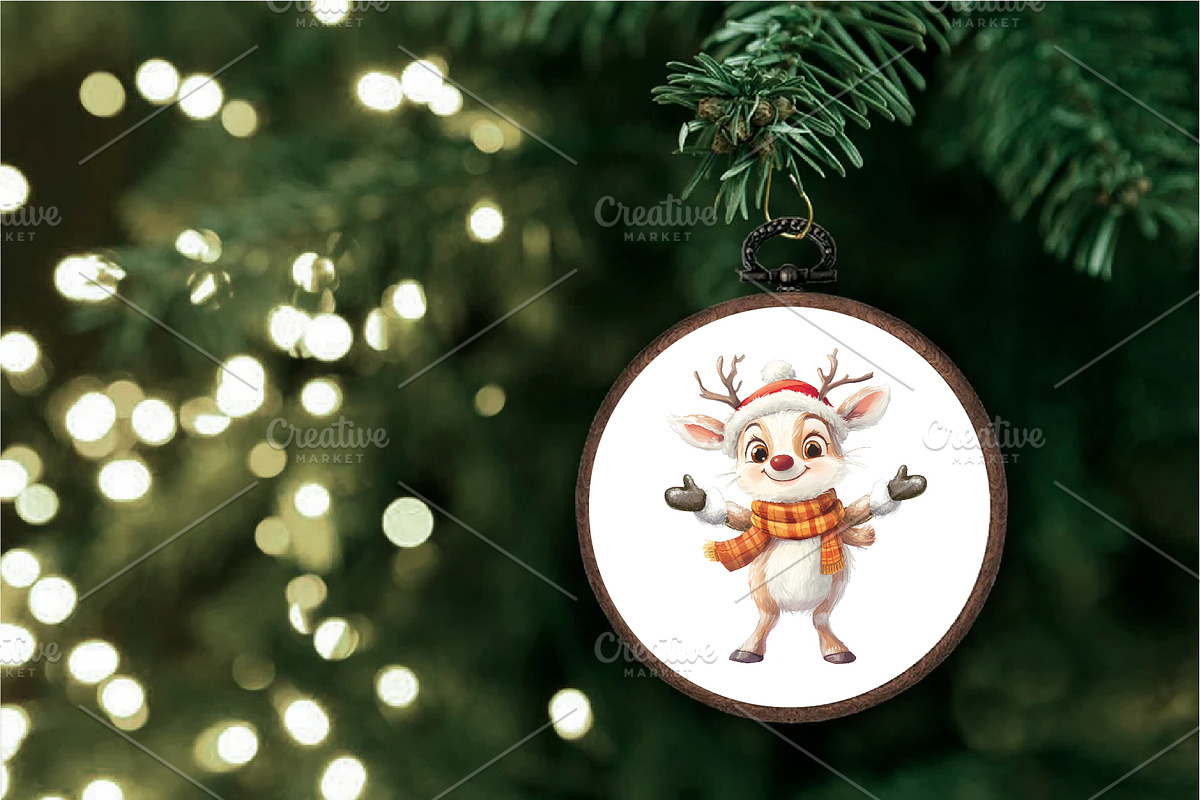 Christmas Deer. Watercolor PNG., an Animal Illustration by KENO Mascots (Photo 5 of 8)
