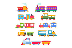 train toy set cartoon vector, an Object Illustration by pikepicture