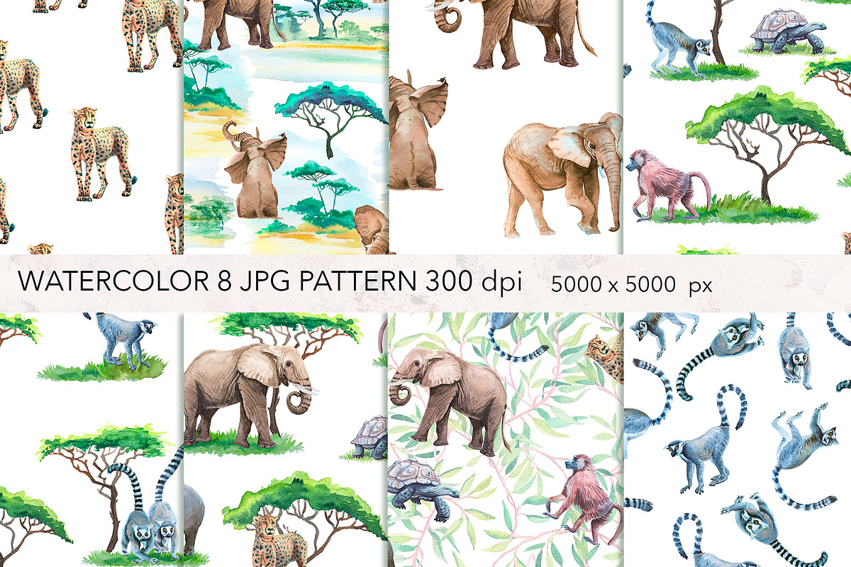 Watercolor Exotic Animals., an Animal Illustration by lilisavelieva (Photo 7 of 7)