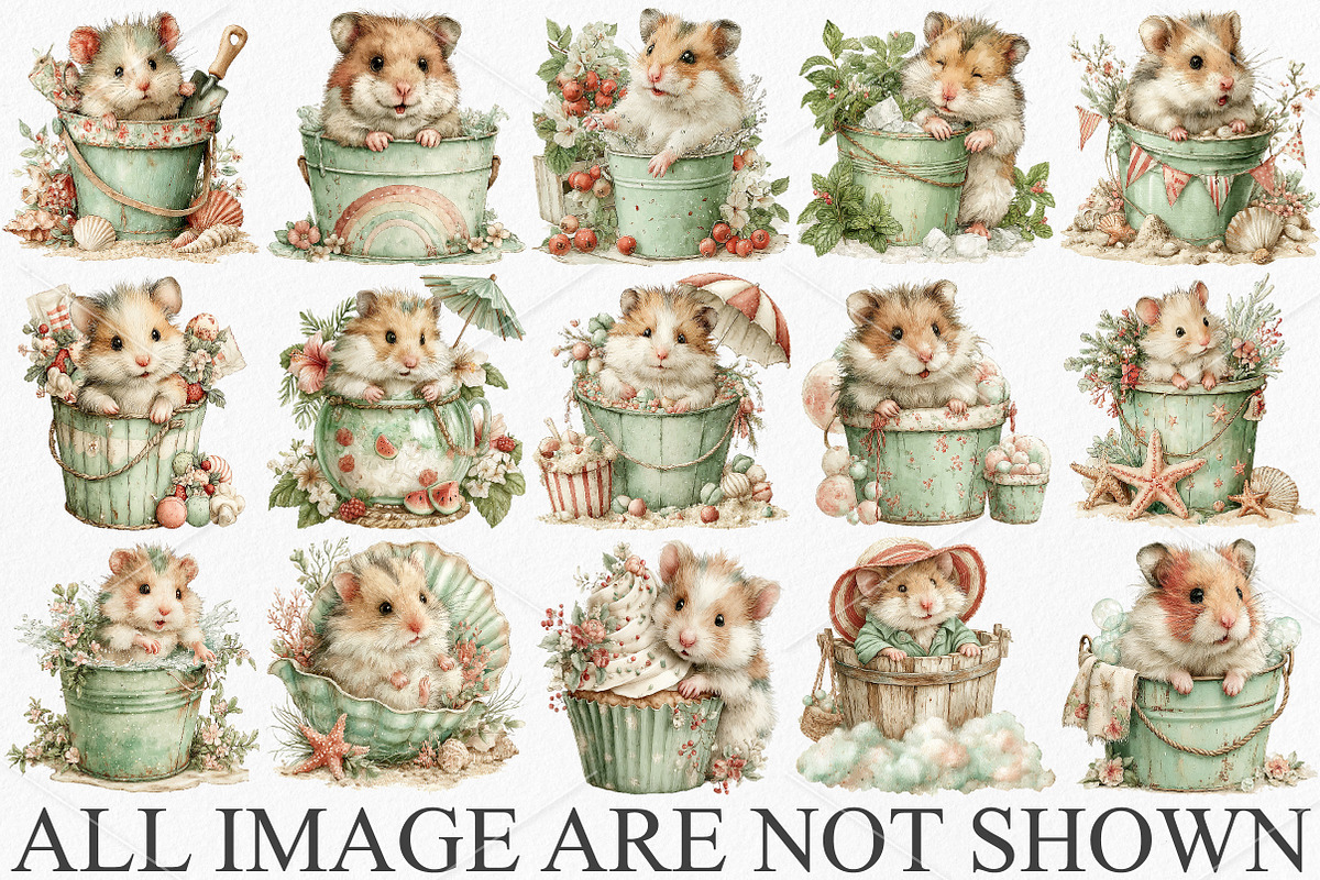 Whimsical Hamster Bucket Summer PNG, an Illustration by Canvas Craft (Photo 3 of 7)