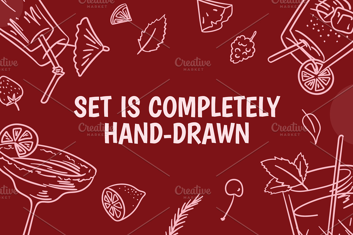 Cocktail Set Doodle Style, an Object Graphic by 35lab (Photo 2 of 6)