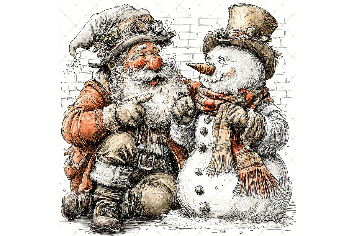Santa and Snowman Clipart JPG, a Seasonal Illustration by Memories By Lea (Photo 12 of 18)