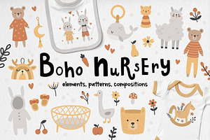 Boho Toys Nursery clipart collection