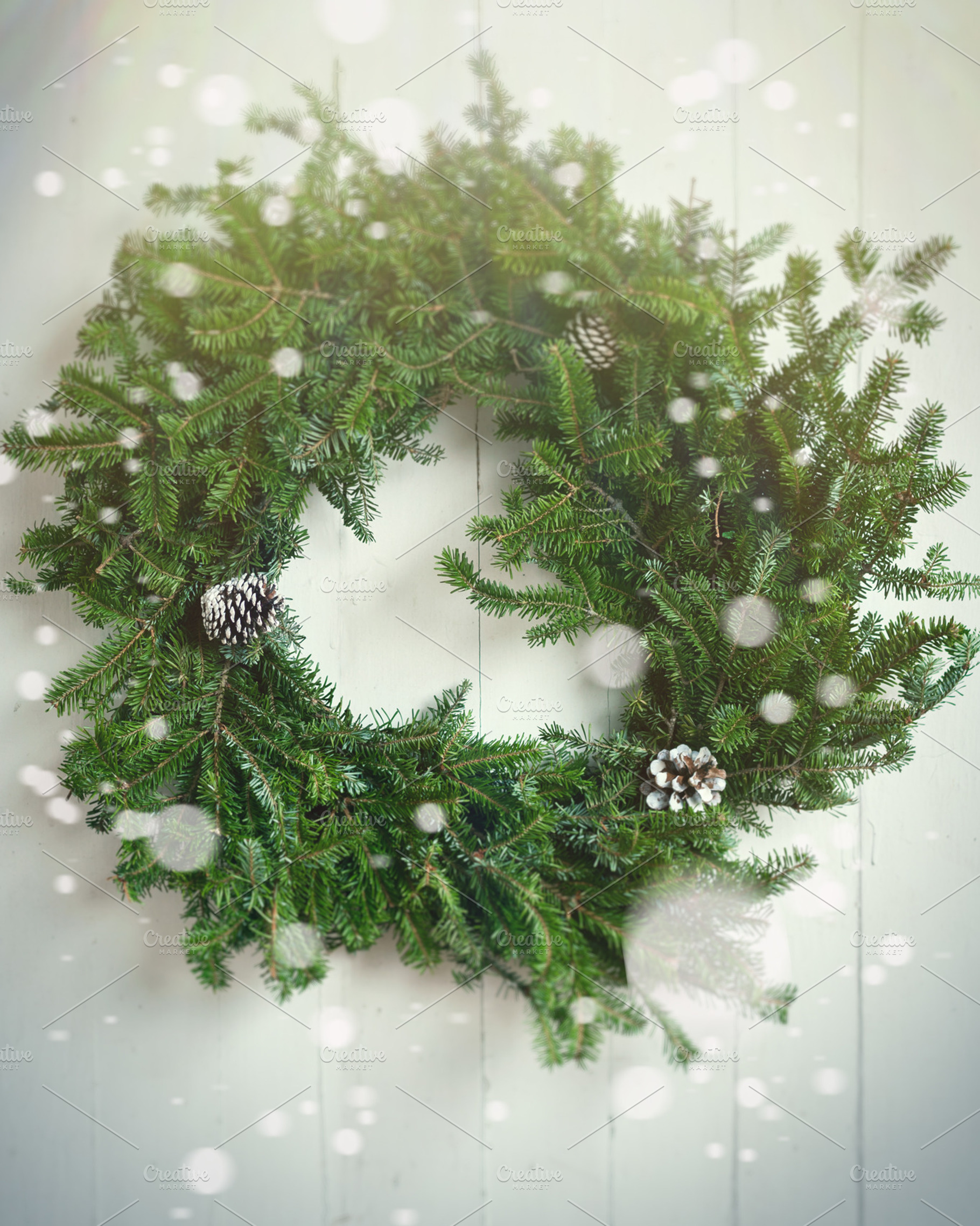 Christmas wreath containing rustic, tree, and decoration, a Holiday Photo by RosyMaple