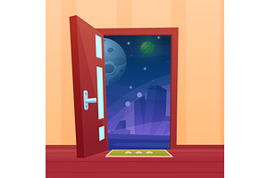 Door in fantasy world. Open house, an Object Illustration by LadadikArt
