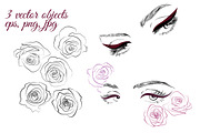 Eyes and Roses Vector Illustrations, a Texture Illustration by esylvia (Thumbnail 3 of 4)