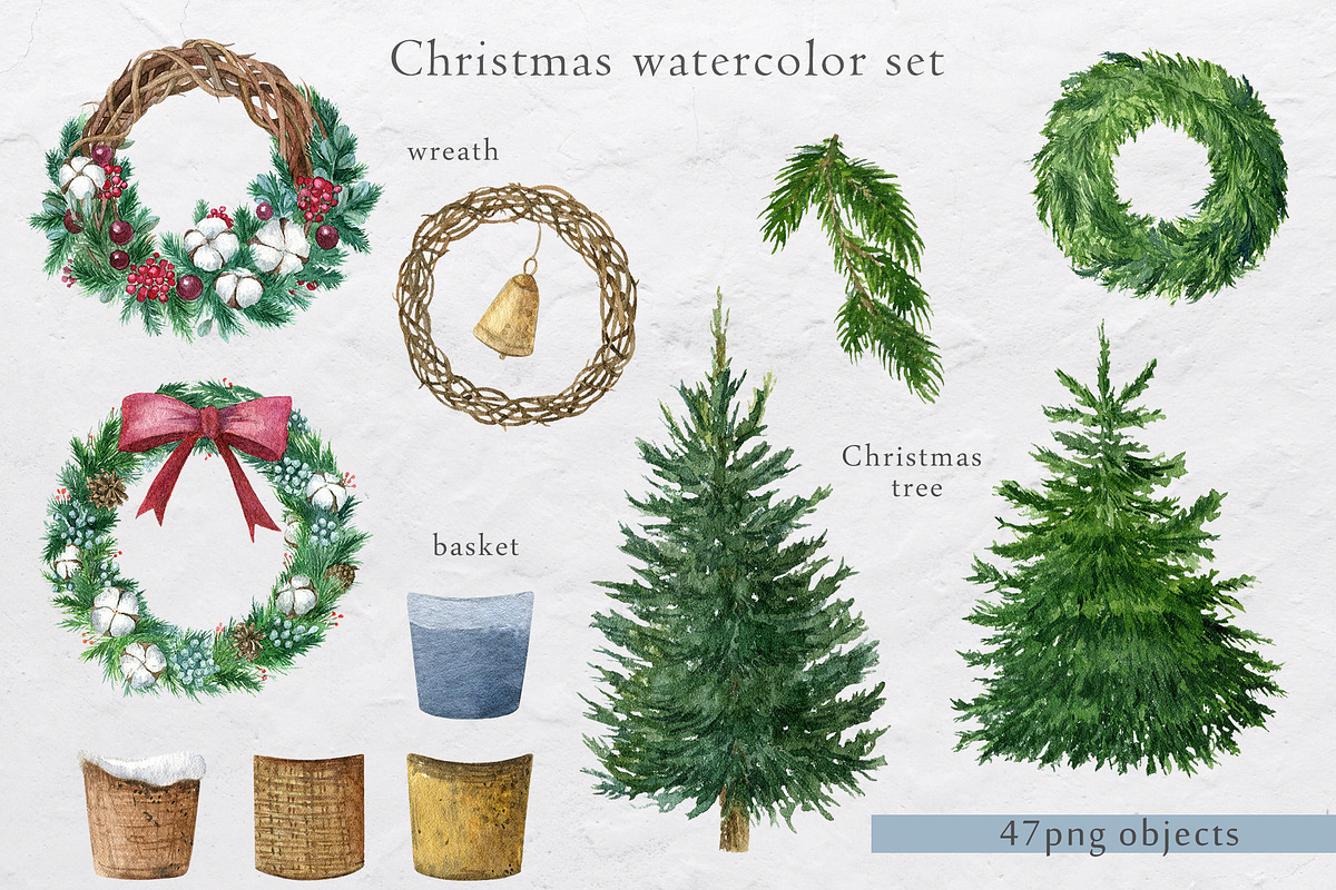 Christmas watercolor set, an Animal Illustration by Nastilustra (Photo 3 of 11)