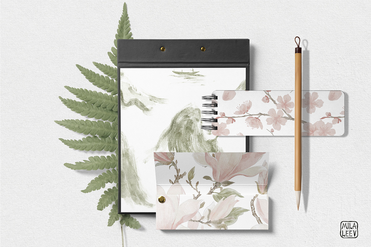 Kanso Botanical Japandi Watercolor, a Pattern Graphic by mila_leev (Photo 11 of 15)