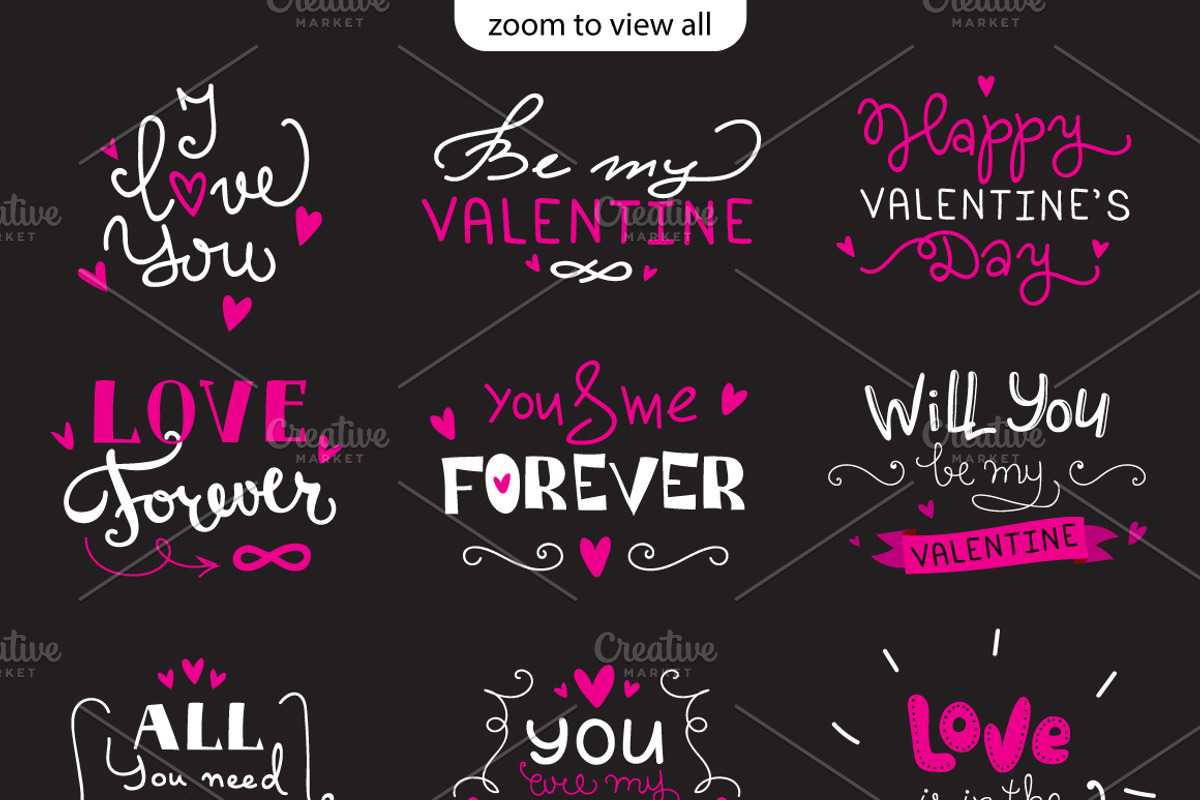 St. Valentine's Lettering Set, a Decorative Illustration by Trapezoid (Photo 2 of 2)
