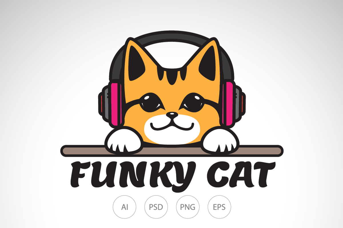 Funky Cute Cat Logo Template, a Branding & Logo Template by Heavtryq Design (Photo 1 of 4)