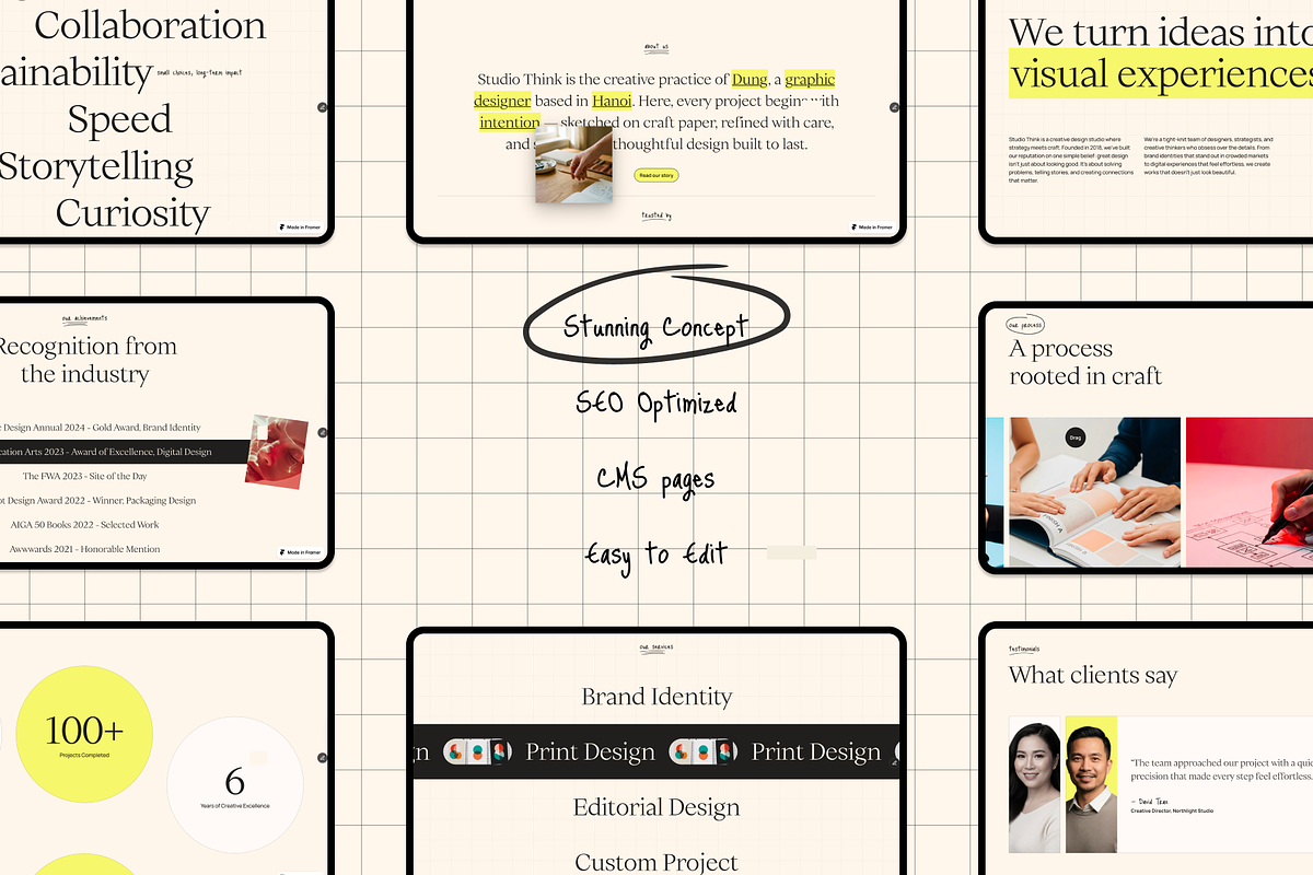 Studio Think Framer Agency Template, a Templates & Theme by Huehaus Studio (Photo 2 of 4)