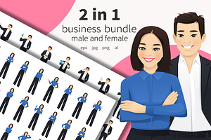 Business Asian man and woman 2 in 1