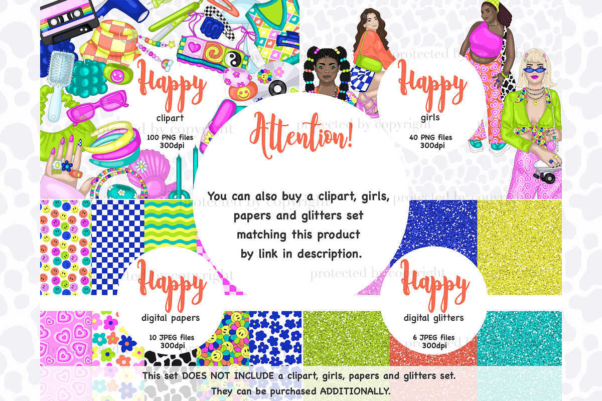 Retro Clip Art Scene | Hippie Image, a Decorative Illustration by GlamArtZhanna (Photo 3 of 3)